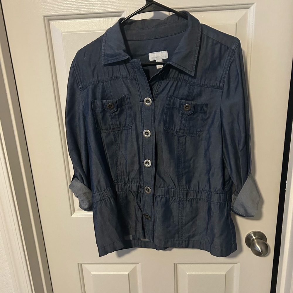 Charter Club Women's Blue Button-Up denim Jacket